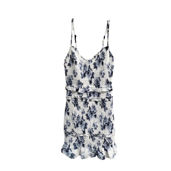 Abercrombie & Fitch Dresses & Skirts - Abercrombie Ruched Strappy V-Neck Blue & White Floral Mini Dress Women's Size XS